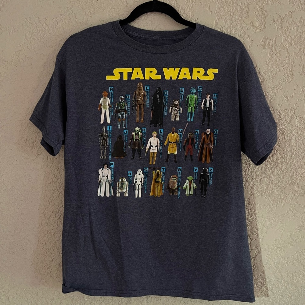 ❣️2/$25❣️ STAR WARS Alphabet ABC’s Action Figure kid’s graphic T-shirt | XL